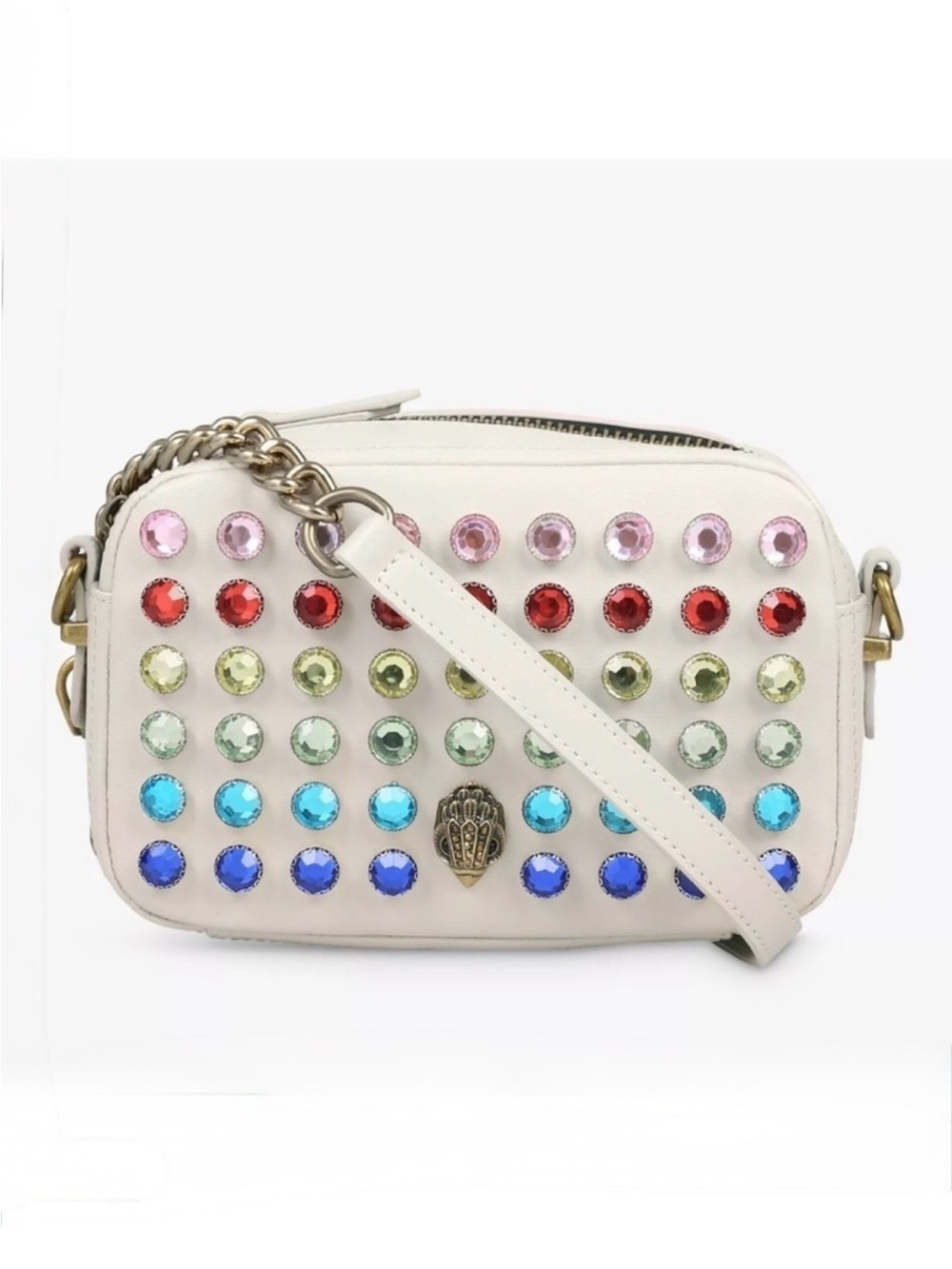Kurt Geiger London Small Shoreditch Rainbow Crystal Leather Camera Bag NWT